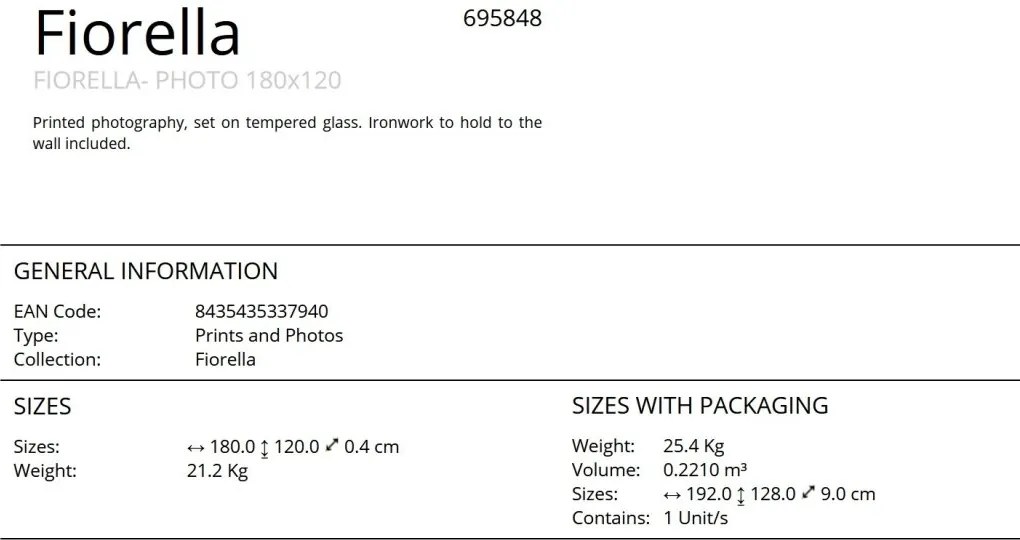 Tablou de perete decorativ Fiorella, 180x120cm