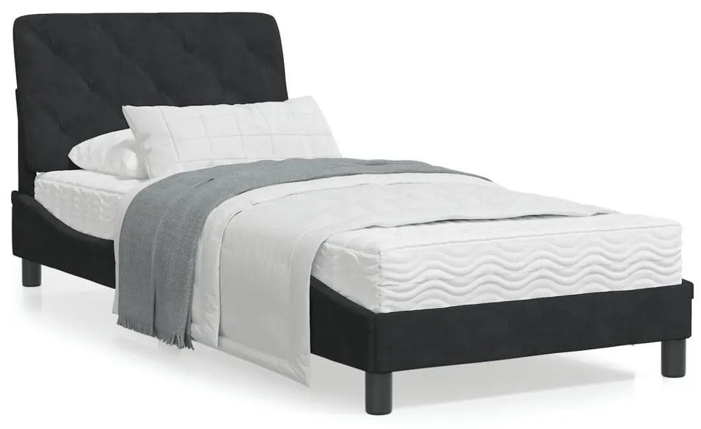 3207901 vidaXL Cadru de pat cu tăblie, negru, 90x200 cm, catifea
