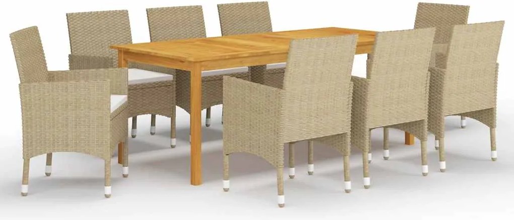 vidaXL Set mobilier de grădină, 9 piese, bej