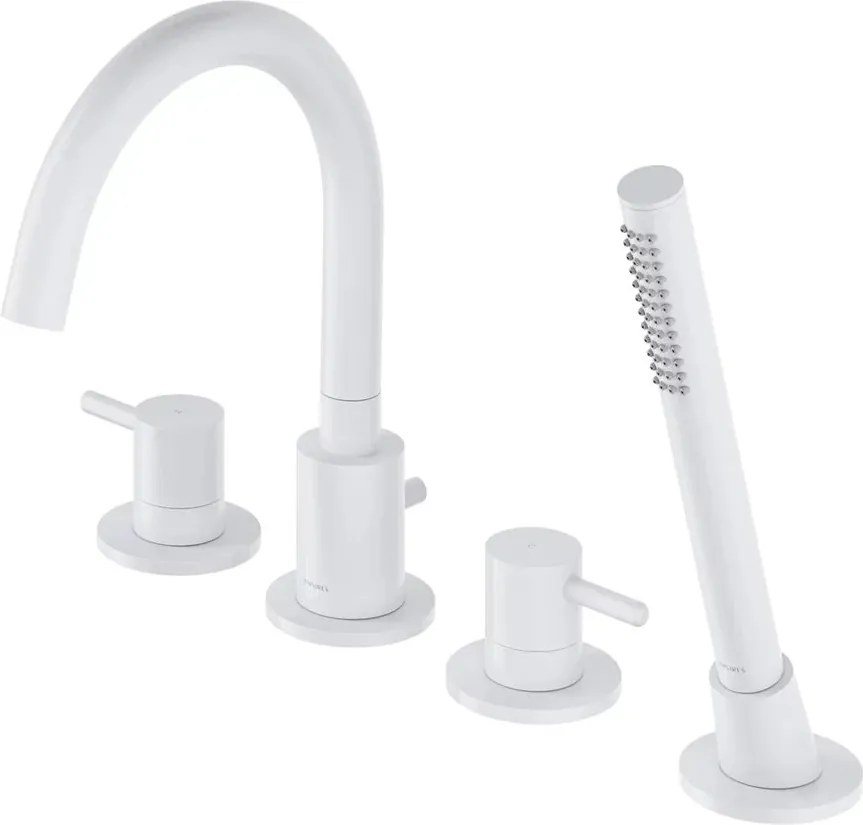 Baterie cada-dus 4 elemente Omnires Y monocomanda finisaj alb mat cu set de dus
