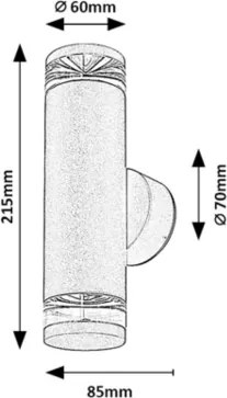 Rabalux 77072 - Aplica de exterior TORNIO, 2x GU10 (10W), 230V, IP54, antracit