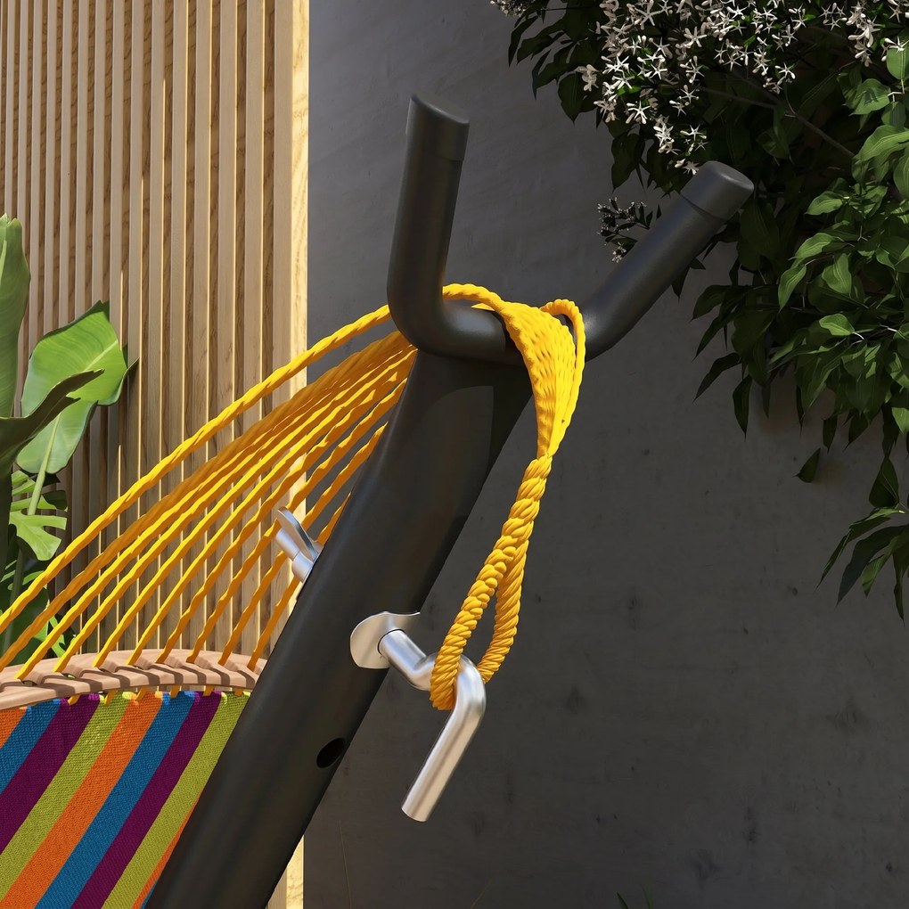 Outsunny Suport pentru hamac 9,4ft si suport lateral pentru tava, Suport pentru plasa de hamac cu cadru din otel, pentru hamacuri stil plasa