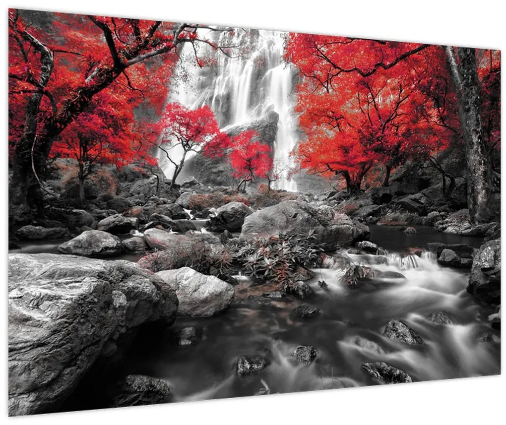 Tablou - Cascade în peisajul de toamnă (90x60 cm)