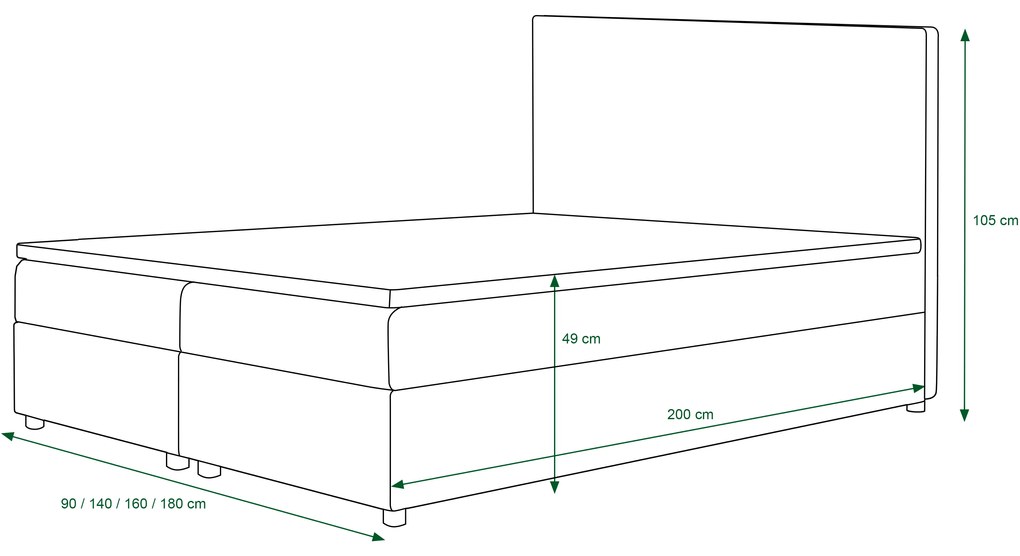 Pat matrimonial Boxspring 140 cm Skonto (gri deschis + motiv tricotat) ( cu saltea și sp. depozitare). 1047347