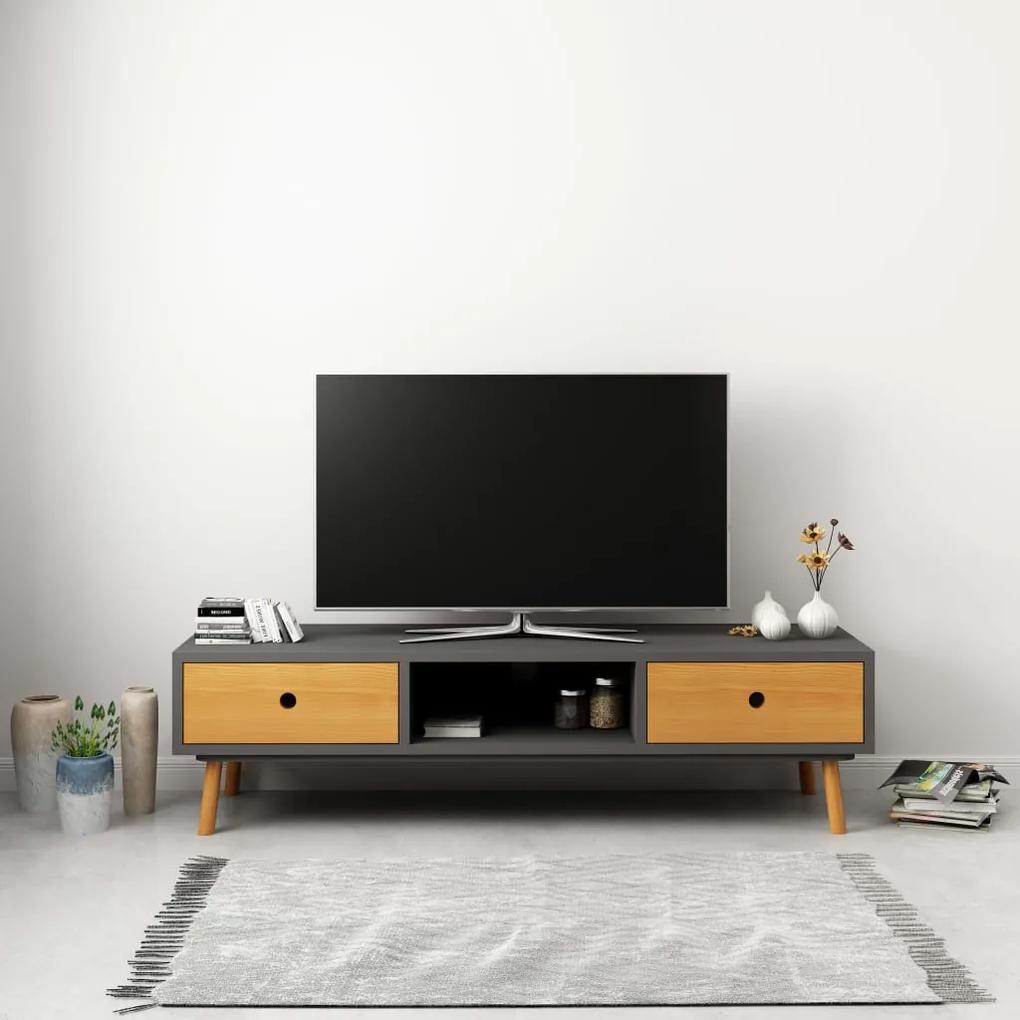 285223 vidaXL Comodă TV, gri, 120 x 35 x 35 cm, lemn masiv de pin