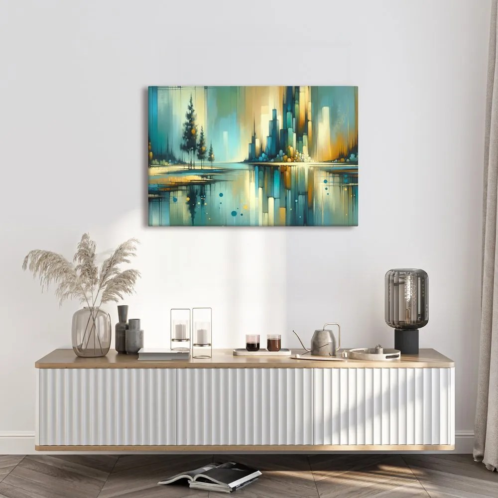 Tablou peisaj urban reflectat