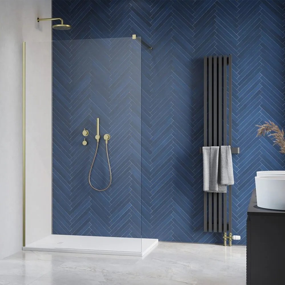 Paravan de dus tip Walk-in Radaway Modo New II auriu periat-transparent 50 cm sticla securizata 8 mm