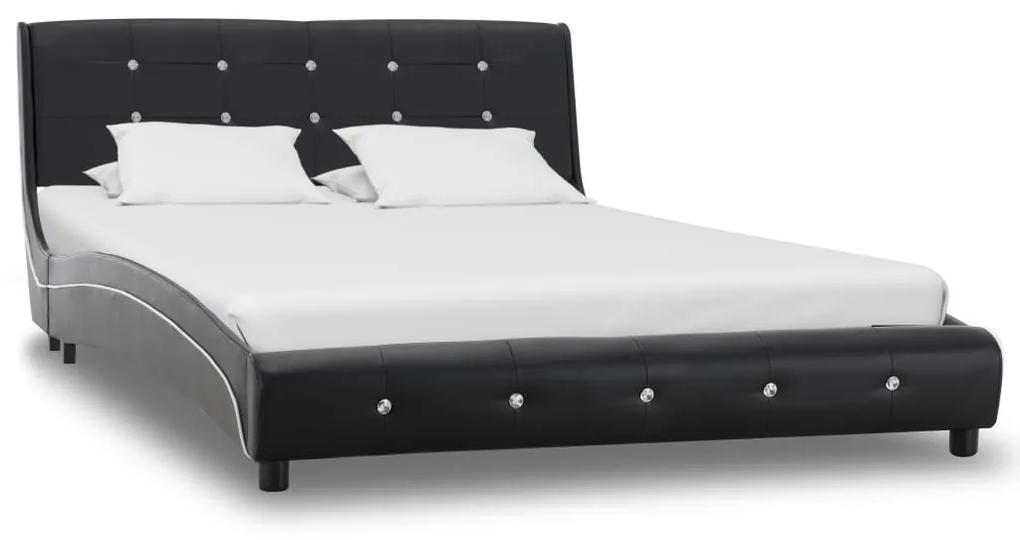 280318 vidaXL Cadru de pat, negru, 120 x 200 cm, piele ecologică