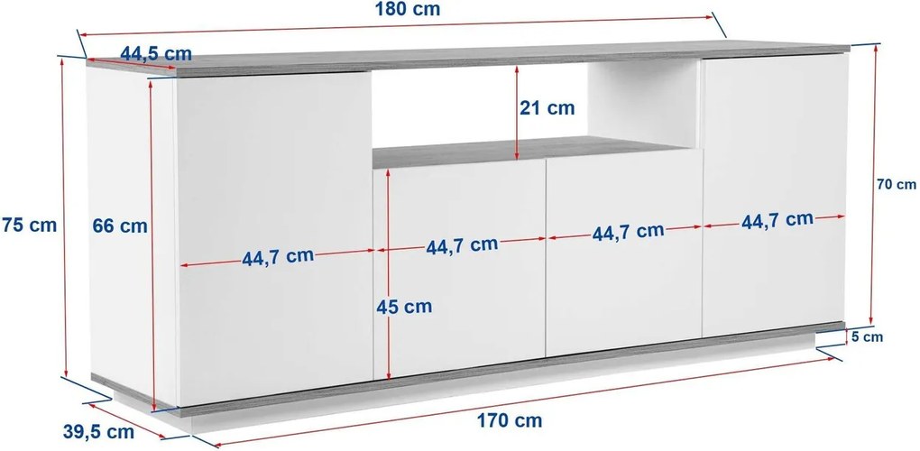 Consola, Hanah Home, Arista, 180x75x44.5 cm, Antracit / Pin Atlantic