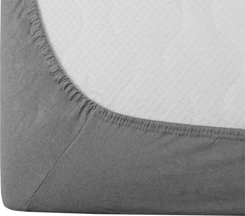 Set lenjerie de pat krep DENYX BLEND gri + Cearsaf Jersey 180 x 200 cm gri deschis, pat dublu