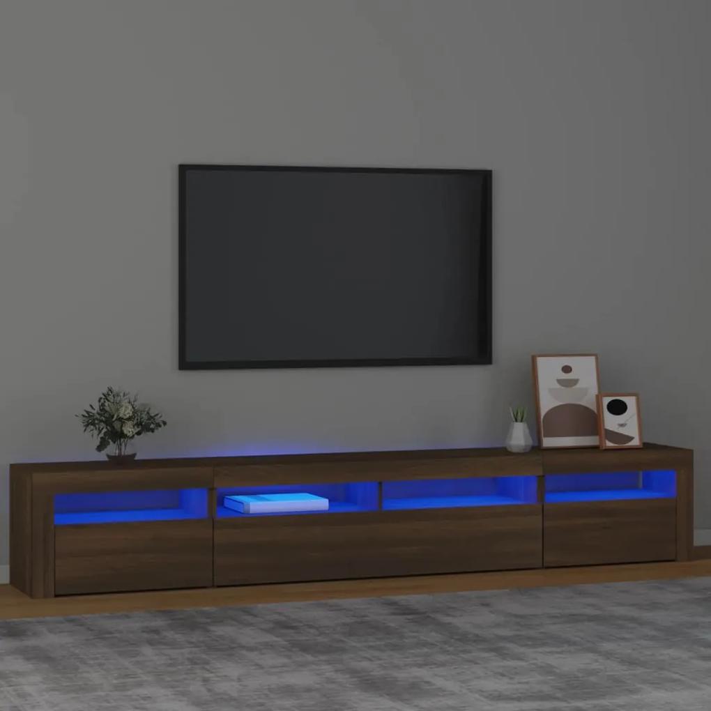 3152729 vidaXL Comodă TV cu lumini LED, stejar maro, 240x35x40 cm
