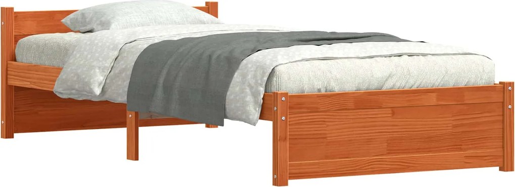 vidaXL Cadru de pat cu headboard Maroniu cerat 205.5 x 95.5 x 51 cm