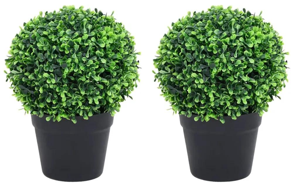 Plante artificiale cimisir cu ghiveci, 2 buc. verde 27 cm minge 2, 19 x 27 cm