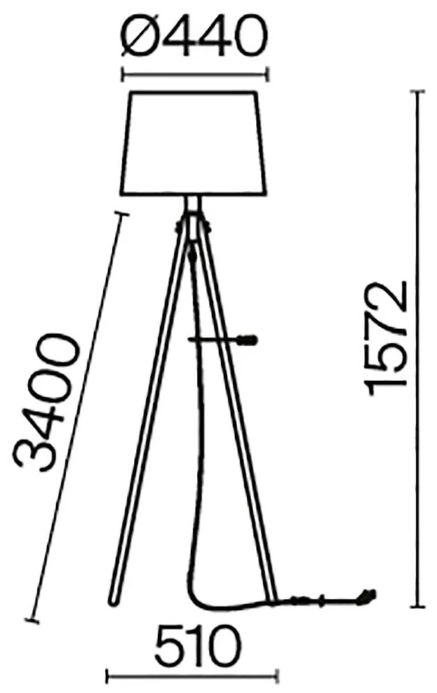 Lampadar, Lampa de podea cu trepied din lemn Calvin alb