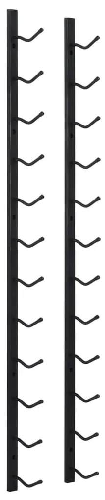 282466 vidaXL Suport sticle de vin montat pe perete, 12 sticle, negru, fier