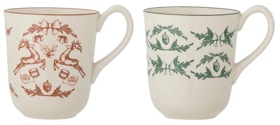 Căni crem 2 buc. din gresie 300 ml cu model de Crăciun Beth – Bloomingville