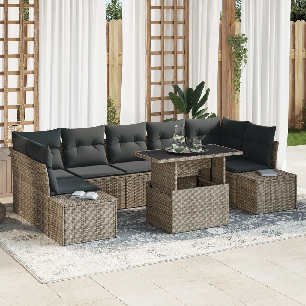 vidaXL Set de canapele pentru grădină 8 pcs Gri 100 x 55 x 73 cm