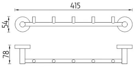 Suport de perete pentru prosoape NIMCO UN 13054-5-26 UNIX 41,5 cm crom lucios