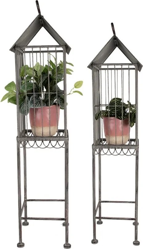 Set 2 colivii decorative din metal, finisaj gri antichizat, Country Style