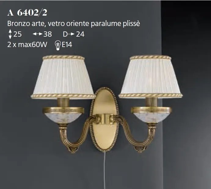 Aplica de perete din alama 2 brate design italian 6402