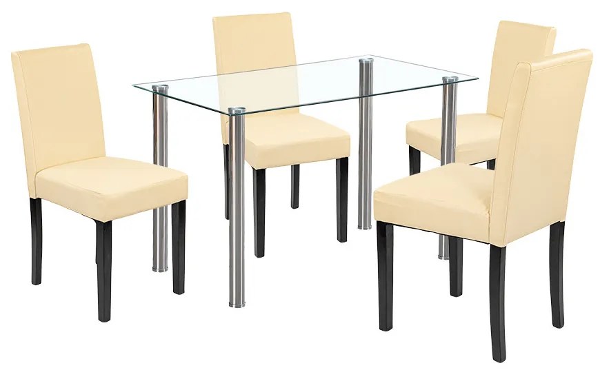 Set de masă Karin 4+1 alb-bej