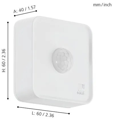 Eglo 33236 - Senzor de mișcare pentru exterior CONNECT SENSOR, alimentare 3xAA, rază de detecție 12 m, alb, IP44