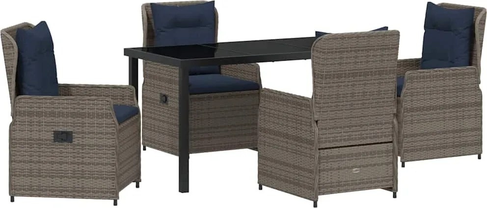 vidaXL Set de masă pentru grădină 5 pcs Gri Rattan poli