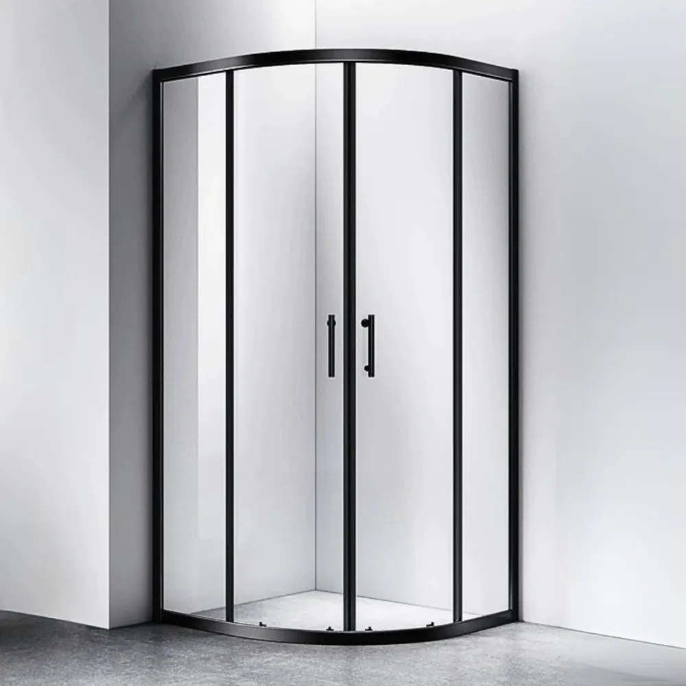 Murcia Negru Cabină De Duș Semirotundă 90x90, 190cm, 6mm, NANO