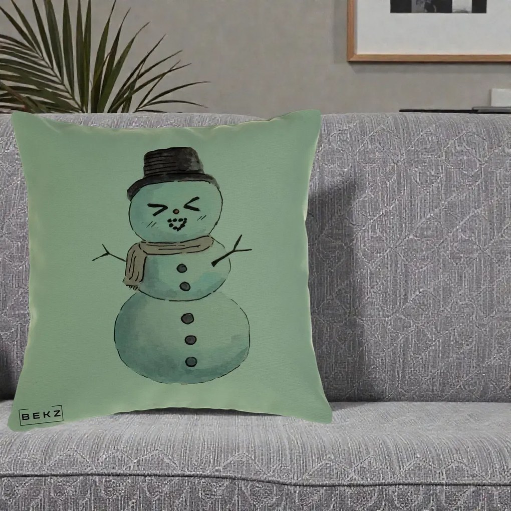 Perna Decorativa Om de Zapada Kawaii Haios, 40x40 cm, Verde, Husa Detasabila, Perna Inclusa, BEKZ®