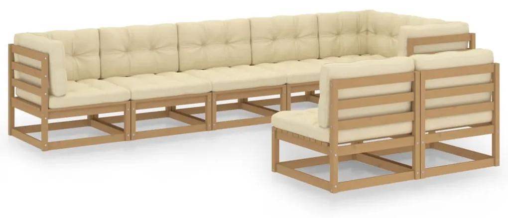 3076667 vidaXL Set mobilier de grădină cu perne, 8 piese, lemn masiv de pin