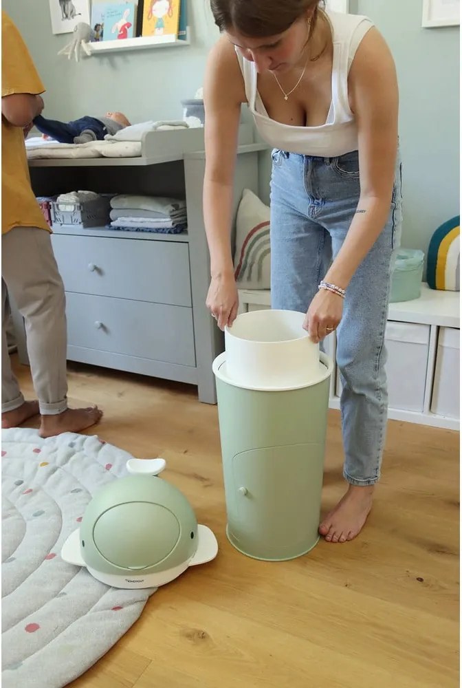 Coș de gunoi verde pentru scutece din plastic 25 l Whale – Kindsgut