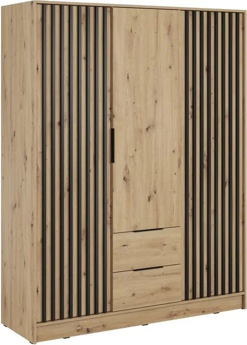 Dulap Neria 155 cm - stejar artisan / negru