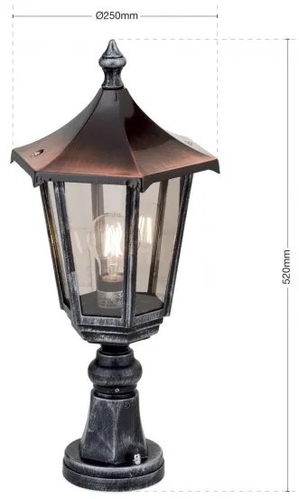 Stalp iluminat exterior stil clasic IP43 H52 Hermine AL 11K/82513/A schwarz-silber OR