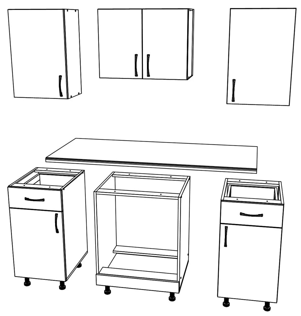Set Bucatarie Karo V5, Lemn Natural/Alb, Blat Thermo 28 mm, L 140 cm