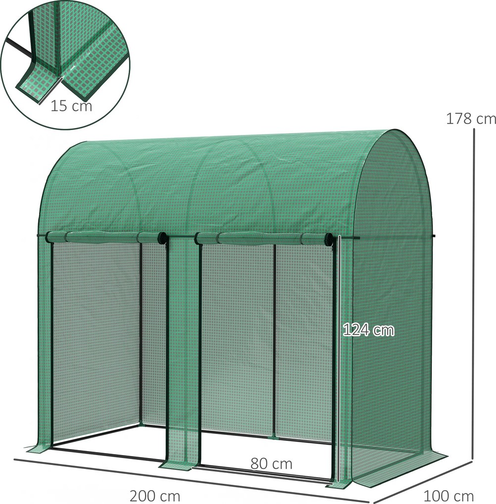 Outsunny Seră de grădină 2 m² dim. 2L x 1l x 1,78H m 2 Uși cu fermoar rulabile Oțel PE Densitate înaltă 140 g/m² Anti-UV alb | Aosom Romania