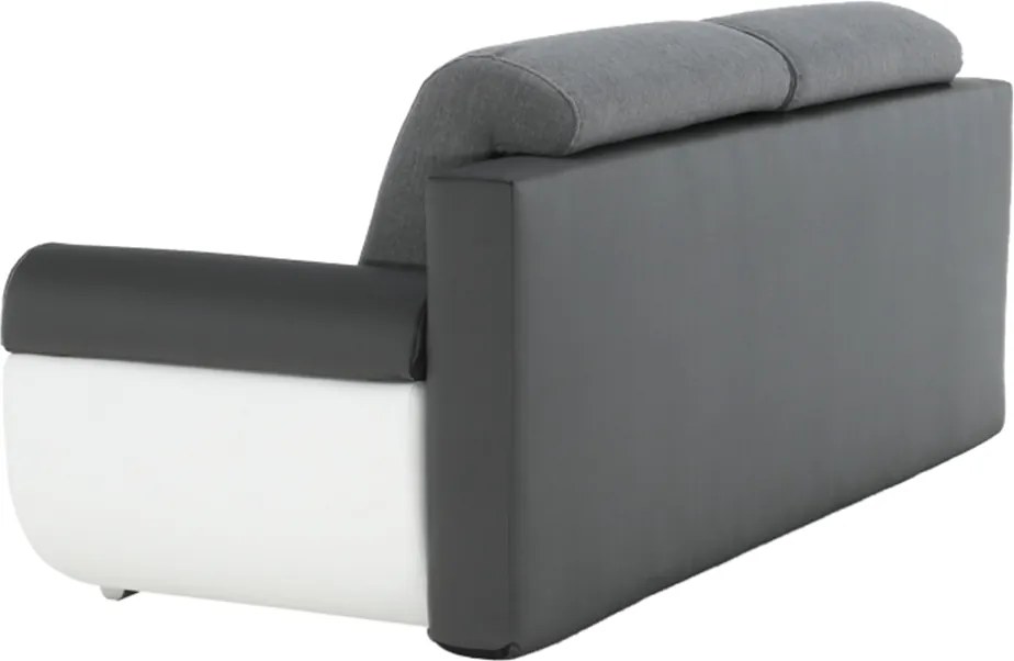 Canapea, piele ecologică alba+gri/material textil gri, KARDYN