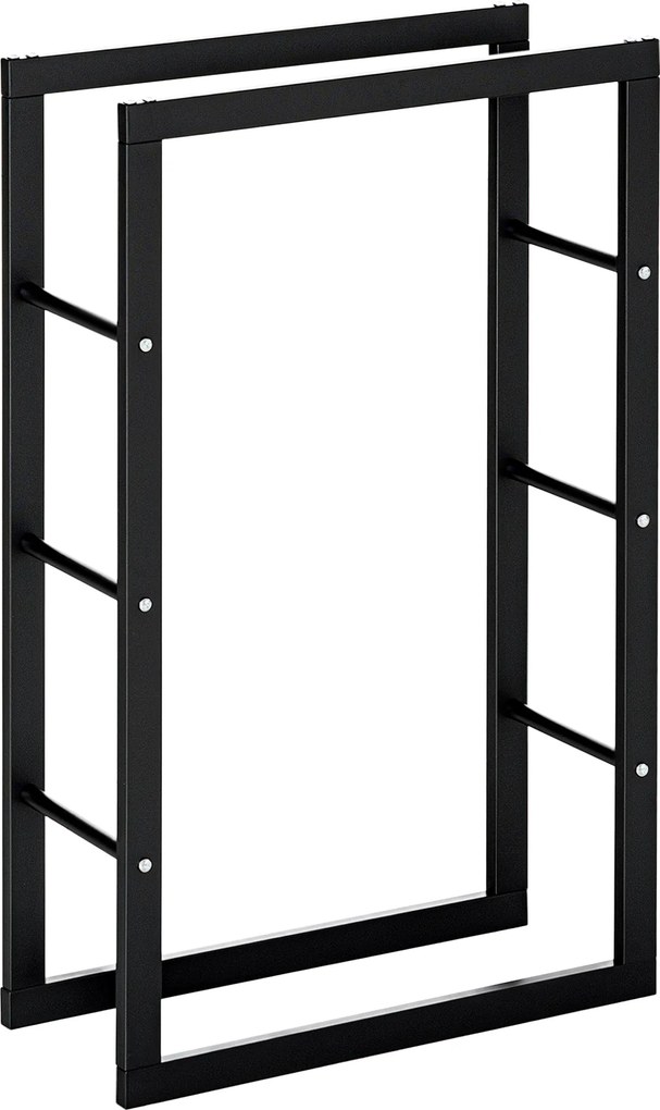 HOMCOM Suport Lemne pentru Interior și Exterior din Țevi de Fier, Capacitate 100 kg, 60x25x100 cm | Aosom Romania