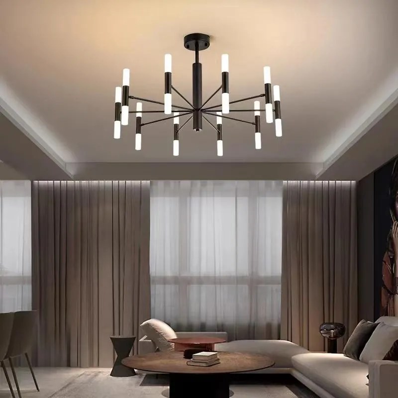 Candelabru Artistic Sputnik, Model DM3870/20 Negru – Design Geometric cu 20 de Becuri pentru Iluminare Unică și Elegantă