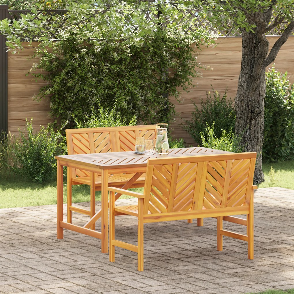vidaXL Set de masă pentru grădină 3 pcs Maro 150 x 90 x 74 cm