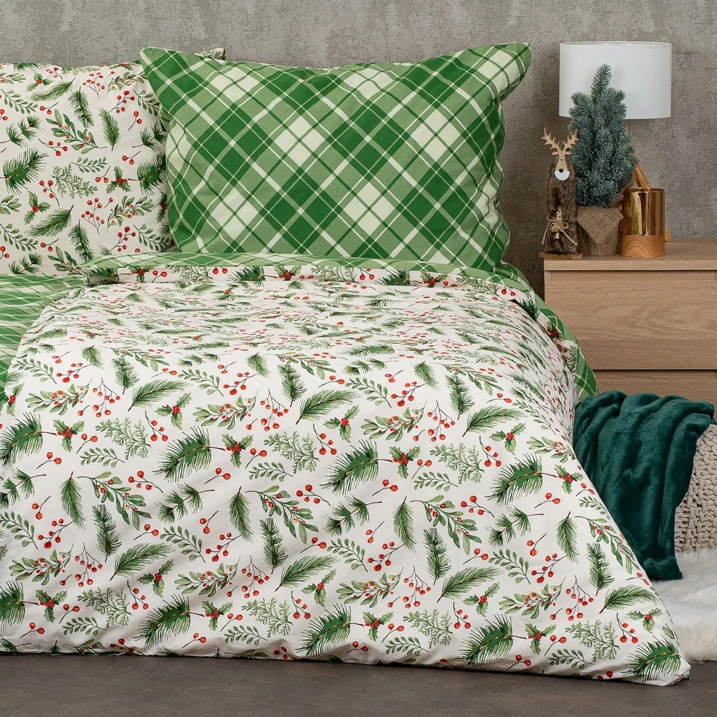 Lenjerie de pat din bumbac 4Home Scotch verde, 140 x 200 cm, 70 x 90 cm