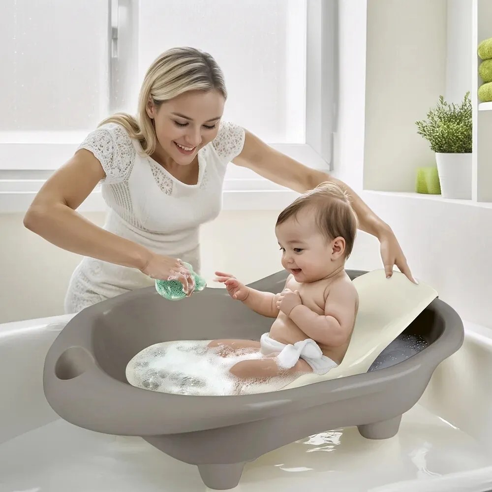 Cadă pentru copii Dolu Hippo cu șezlong, gri, 26 x84,5 x 50,5 cm