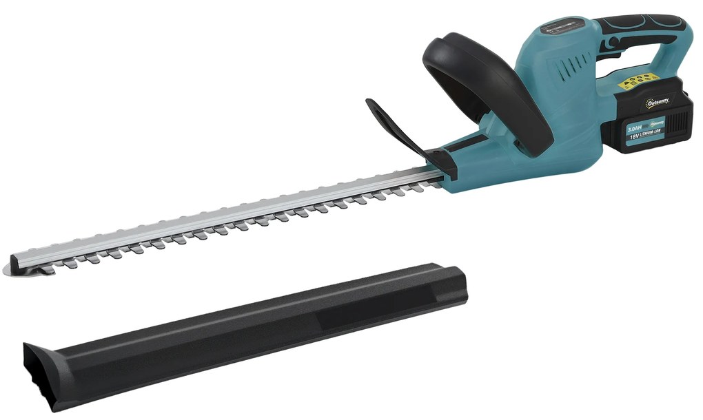 Outsunny Taietor de gard viu electric cu 2 baterii 3 AH si incarcator 0,8A, lungime de taiere 51 cm, 86 x 17 x 17 cm, albastru | Aosom Romania