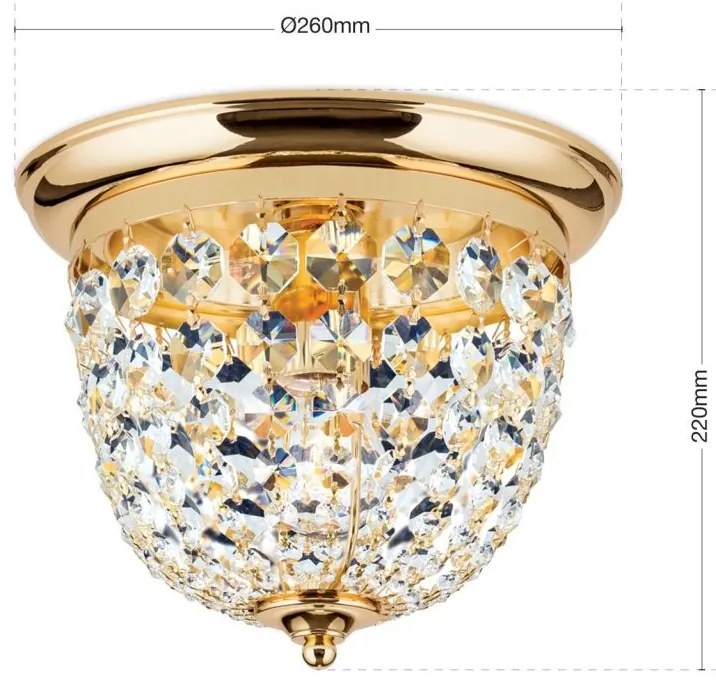 Plafoniera cristal Asfour design elegant lux PLAFOND D-26cm aurie