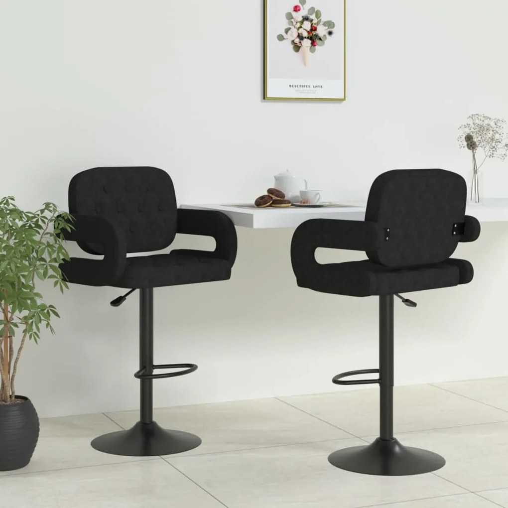 vidaXL Scaune de bar, 2 buc., negru, material textil