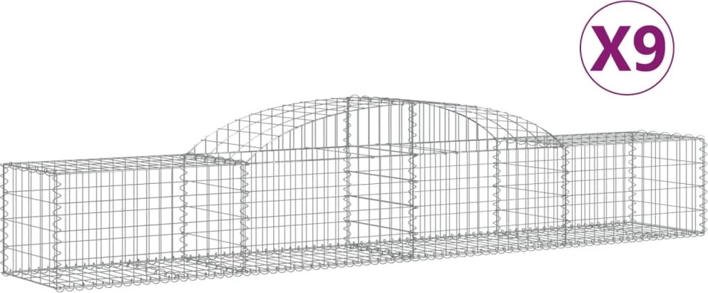 vidaXL Coșuri gabion arcuite, 9 buc., 300x50x40/60 cm, fier galvanizat