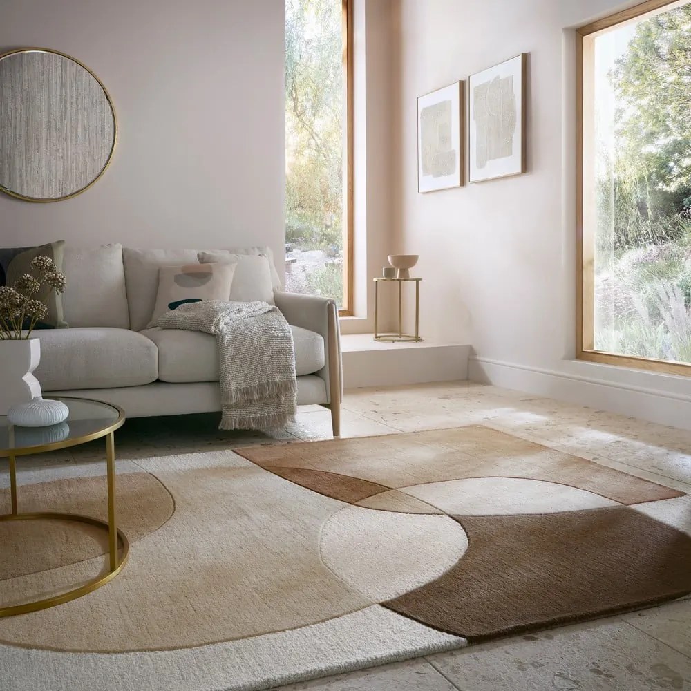 Covor maro-bej țesut manual din lână 200x290 cm Glow – Flair Rugs