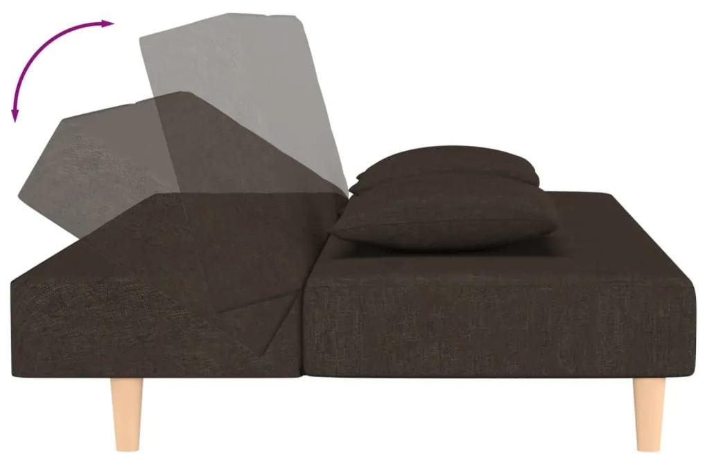 Canapea extensibila 2 locuri, 2 pernetaburet, maro, textil Maro inchis, Cu scaunel pentru picioare