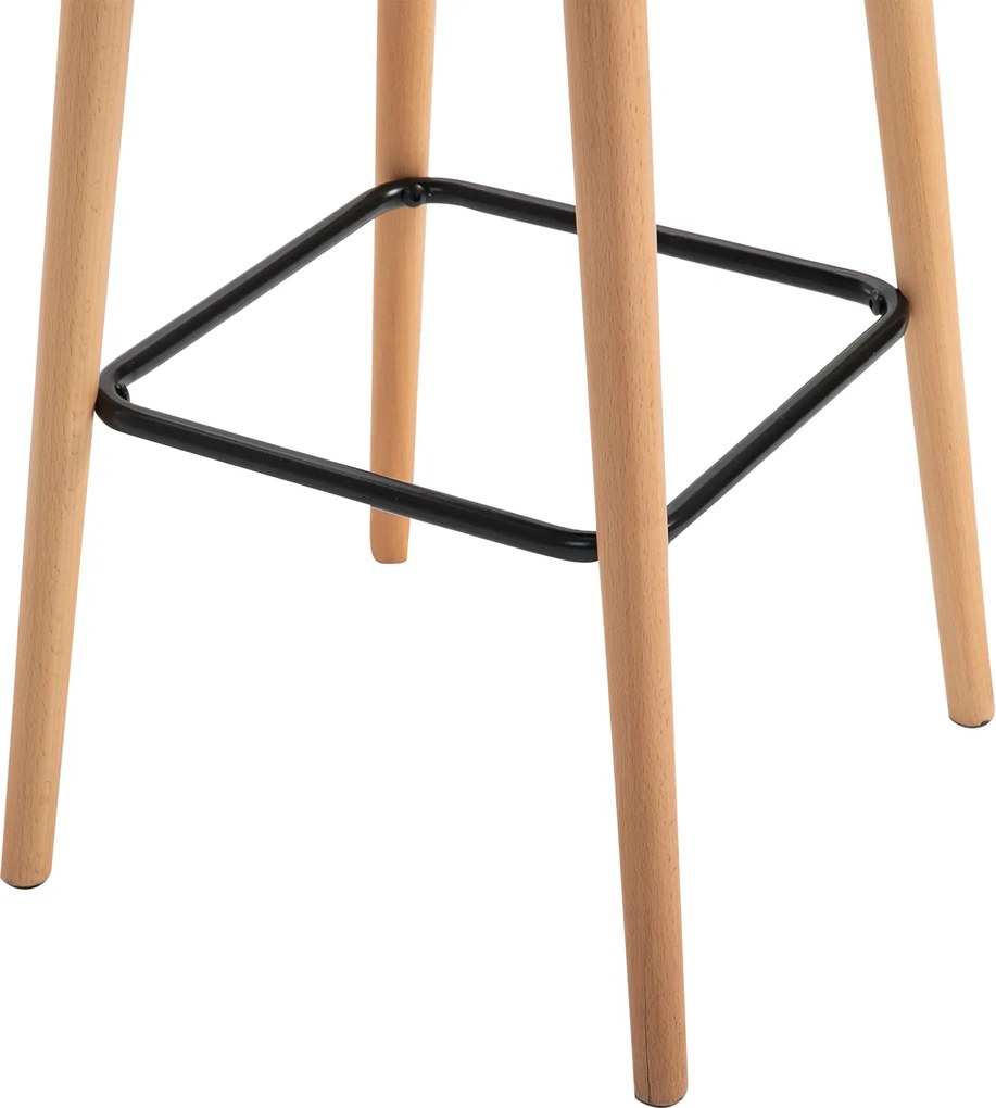HOMCOM Taburete de Bar Design scandinav - Set de 2 taburete de Bar Mare Confort cu Suport pentru Picioare și cotiere - Lemn masiv In Bej | Aosom Romania