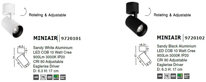 Spot LED aplicat, directionabil MINIAIR alb NVL-9720101
