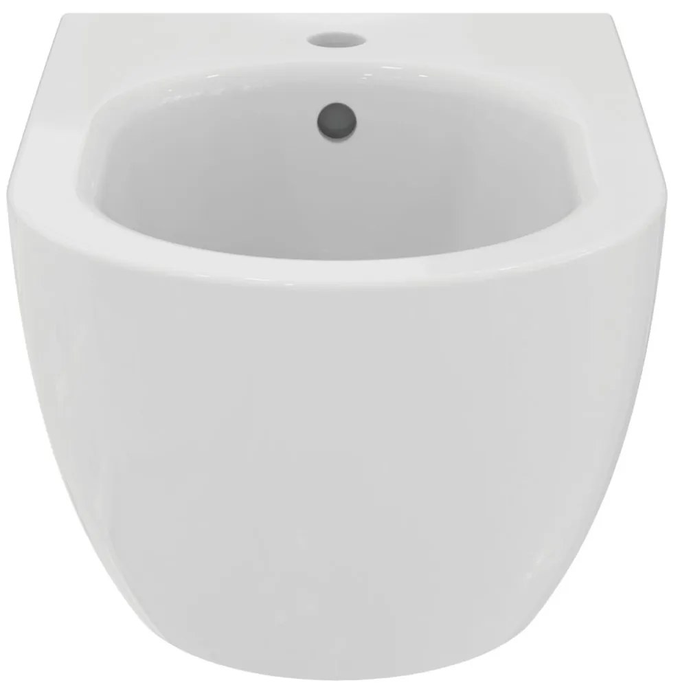 Bideu suspendat, 355x540 mm, cu preaplin, orificiu pentru baterie, alb